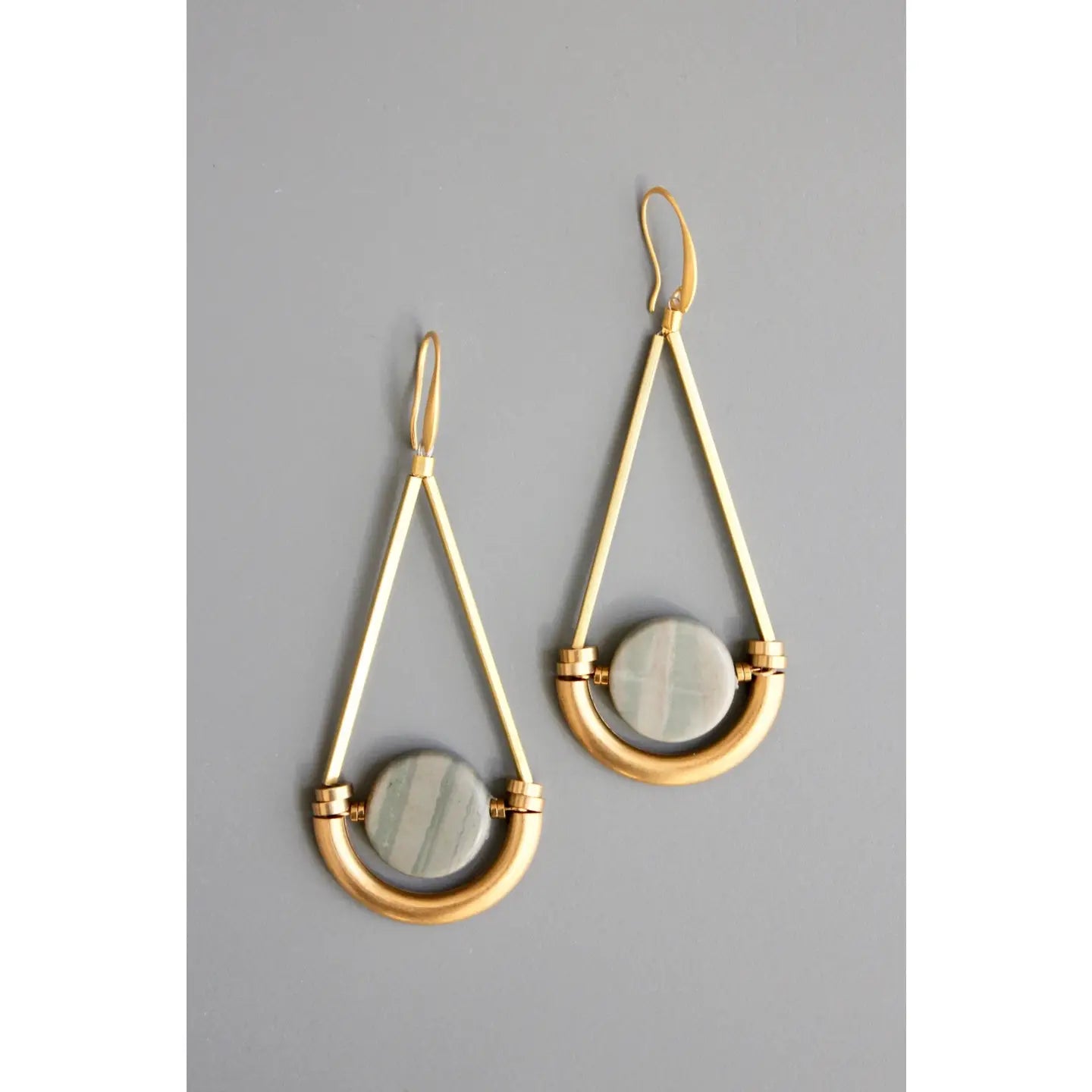 Stone & Brass Geometric Earrings