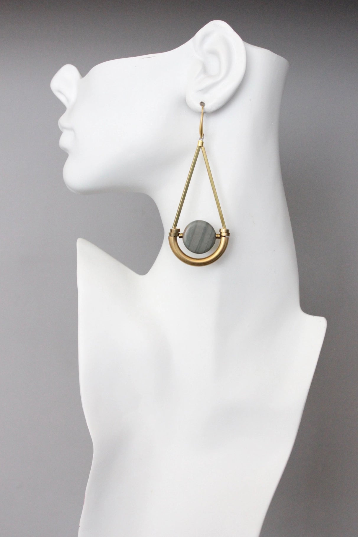 Stone & Brass Geometric Earrings