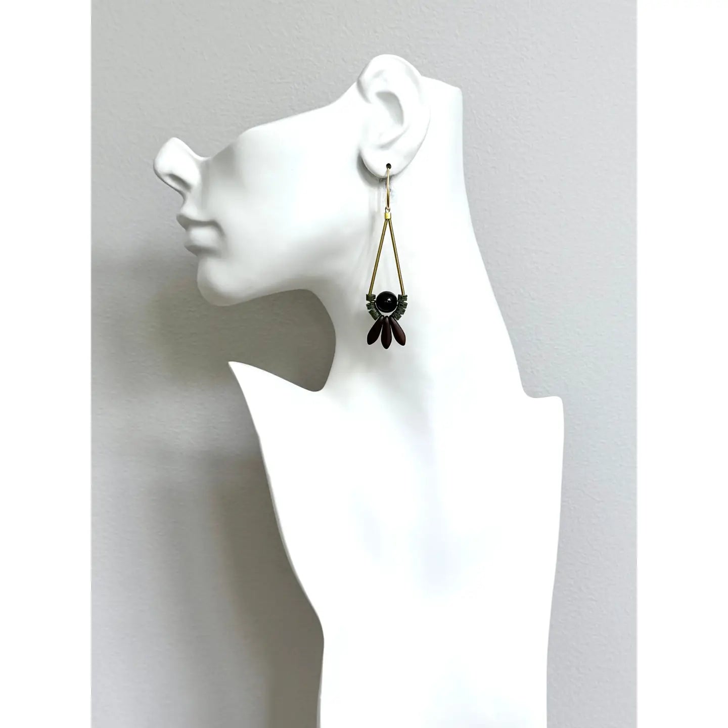 Copper, Moss & Jet Drop Earrings