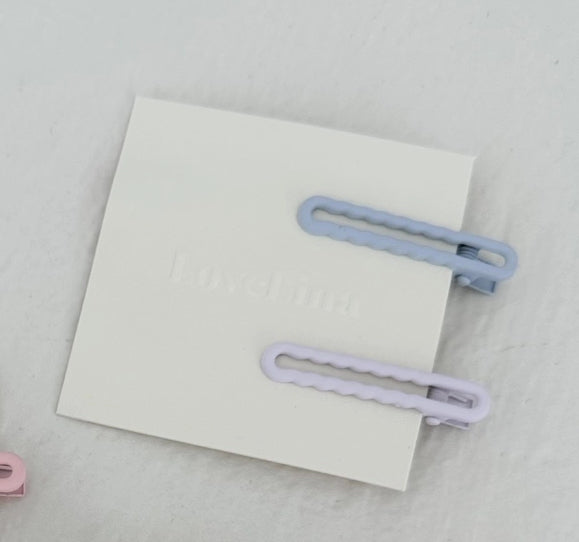 Wavy Matte Hair Clips - Blue/Lavender