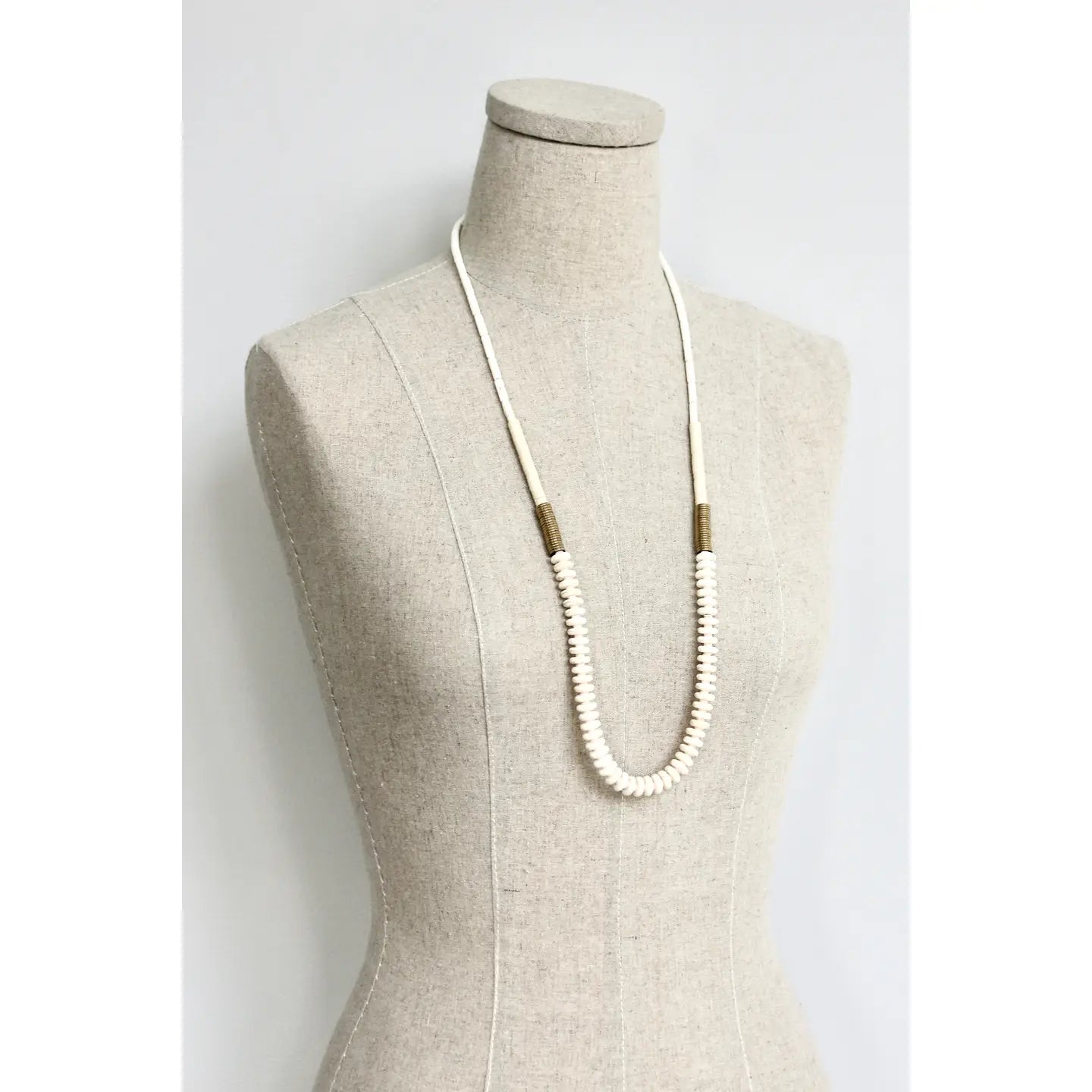 White & Gold Disc Necklace