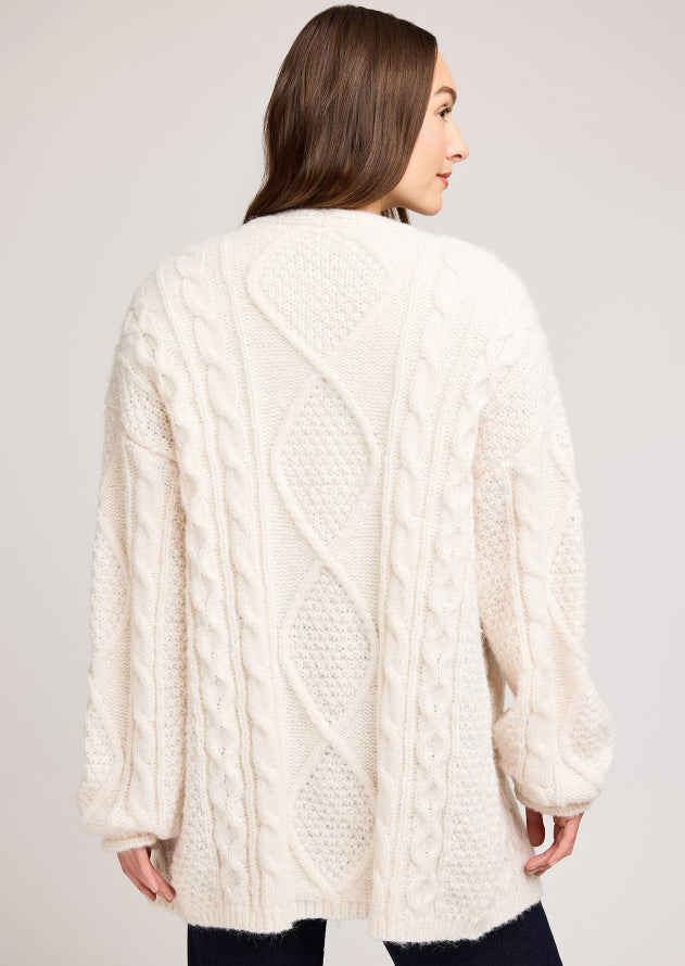 Betty Cable Knit Cardigan Sweater - Cream