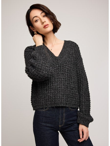 Willow V-Neck Sweater - Charcoal