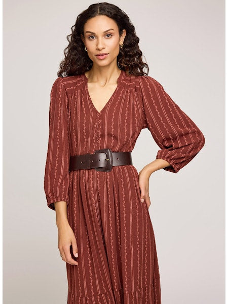 Monroe Long Sleeve Midi Dress - Mahogany