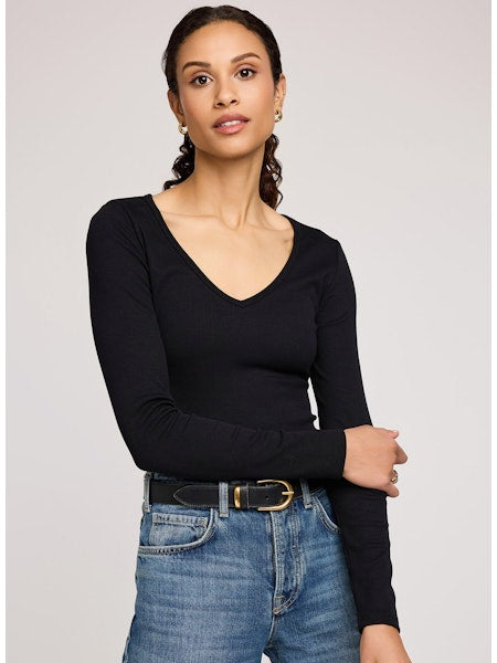 Petra V-Neck Top - Black
