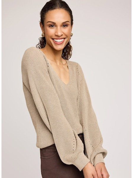 Hailey V-Neck Sweater - Heather Hazelwood