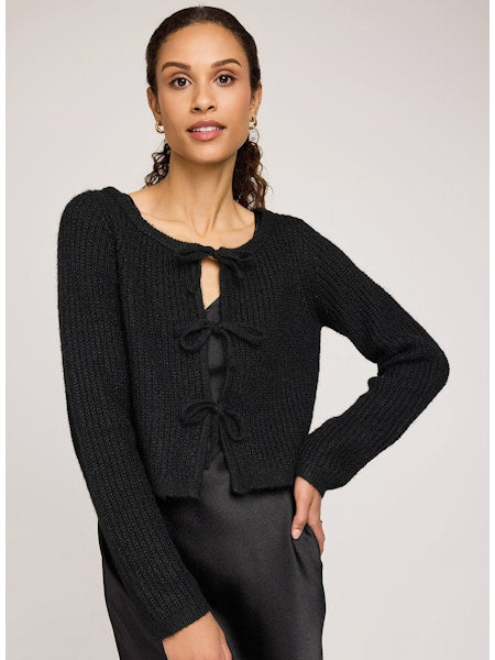 Shayla Tie Front Cardigan - Black