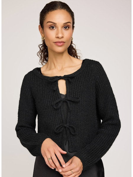 Shayla Tie Front Cardigan - Black