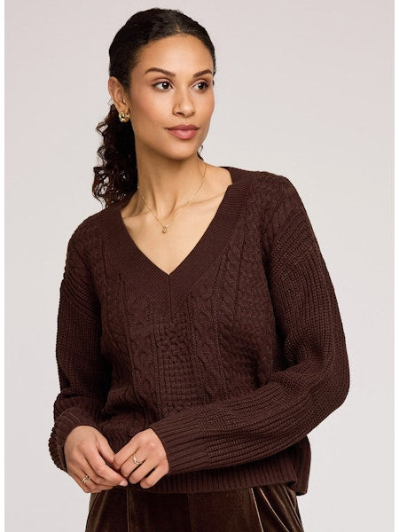 Marcie V-Neck Pullover Sweater - Ganache