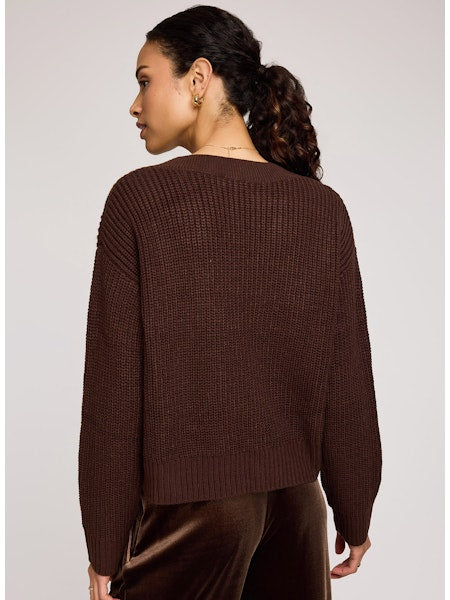 Marcie V-Neck Pullover Sweater - Ganache