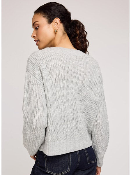 Marcie V-Neck Pullover Sweater - Ash
