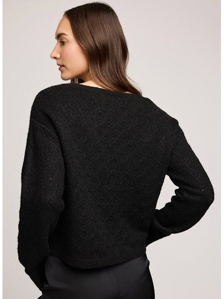 Lila V-Neck Cardigan Sweater - Black