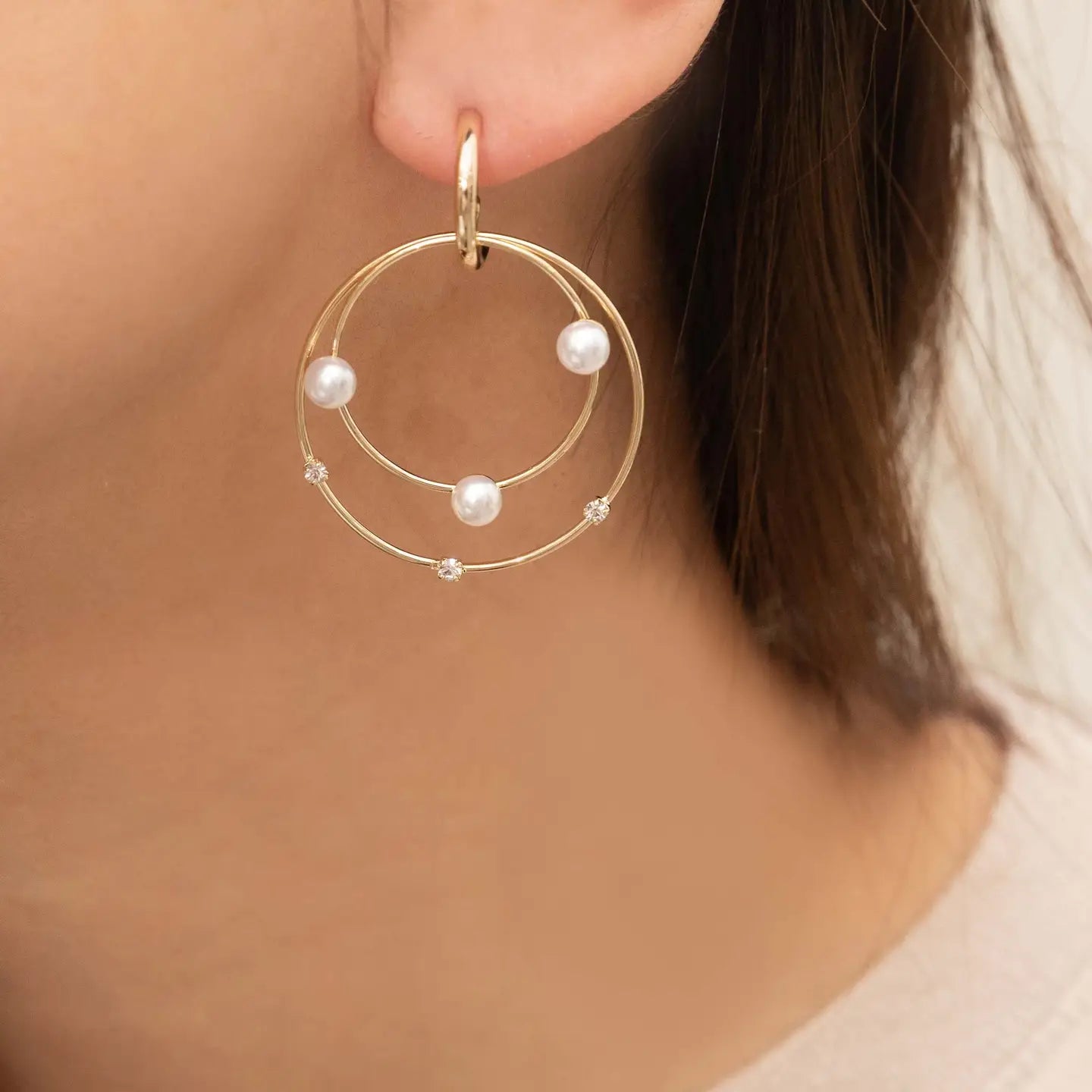 Fawn Pearl Hoop Earrings