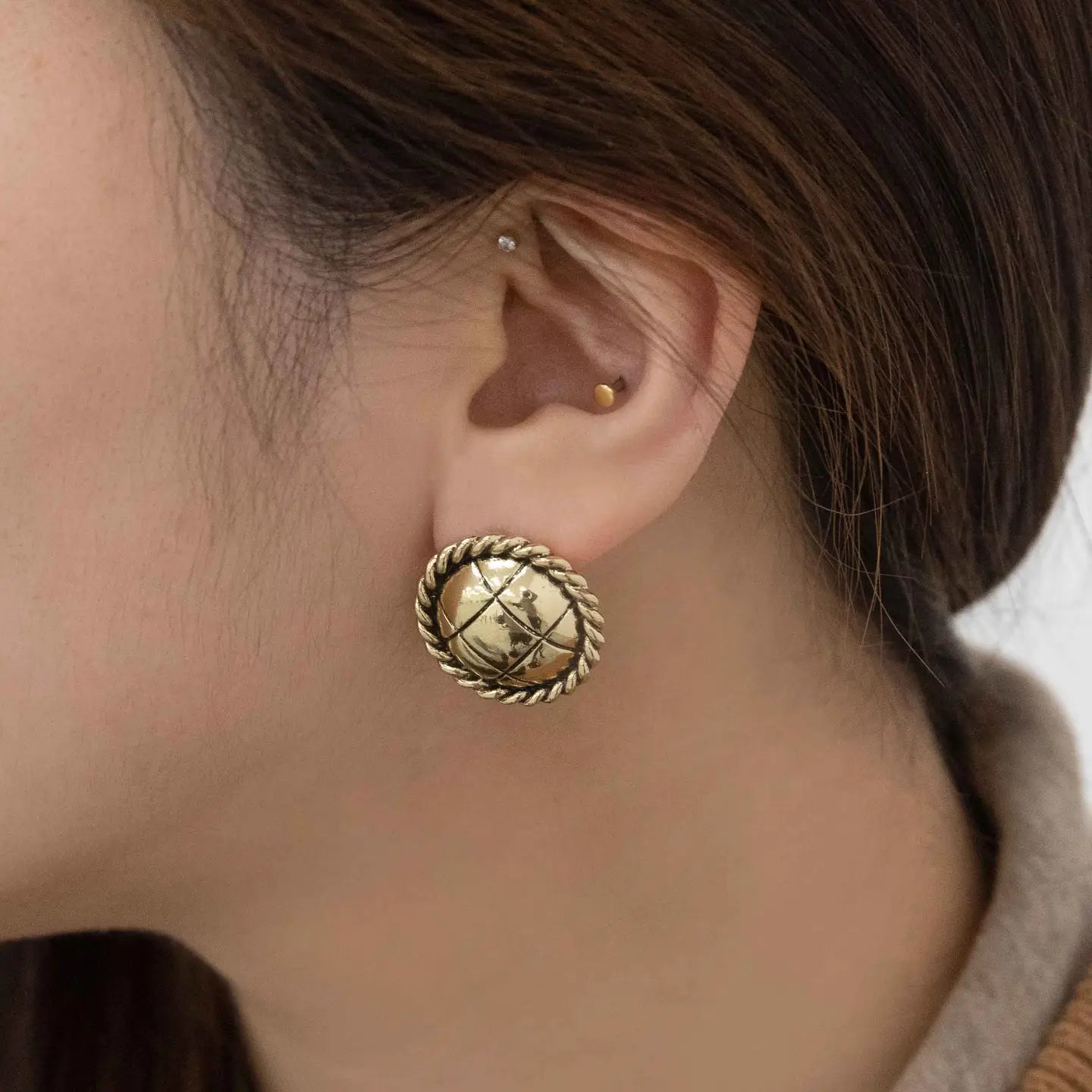 Vintage Button Stud Earrings