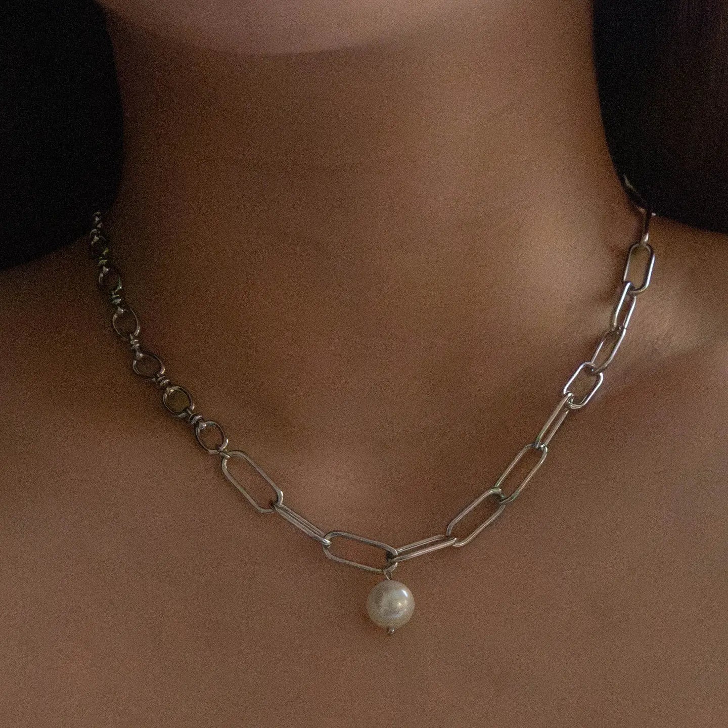 Simple Pearl Charm Necklace
