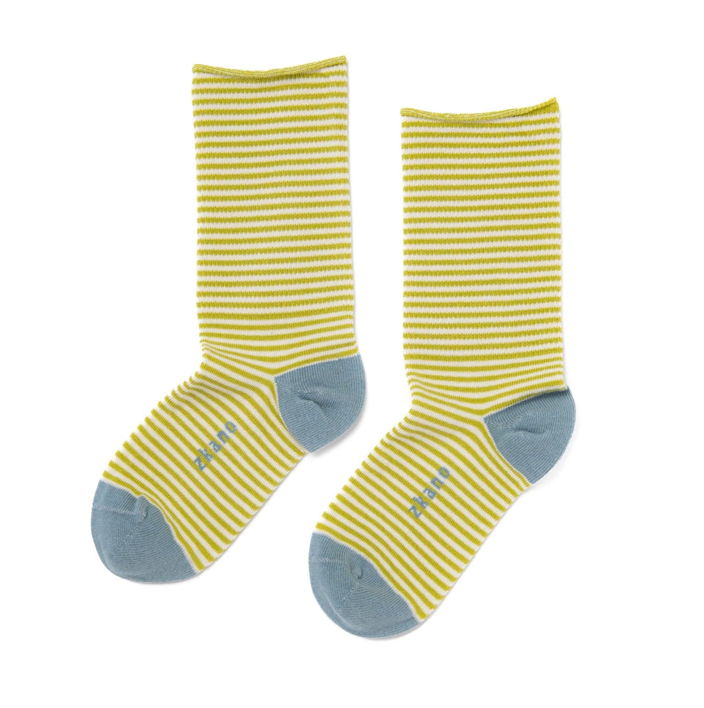 Rose Striped Roll Top Crew Socks - Fern