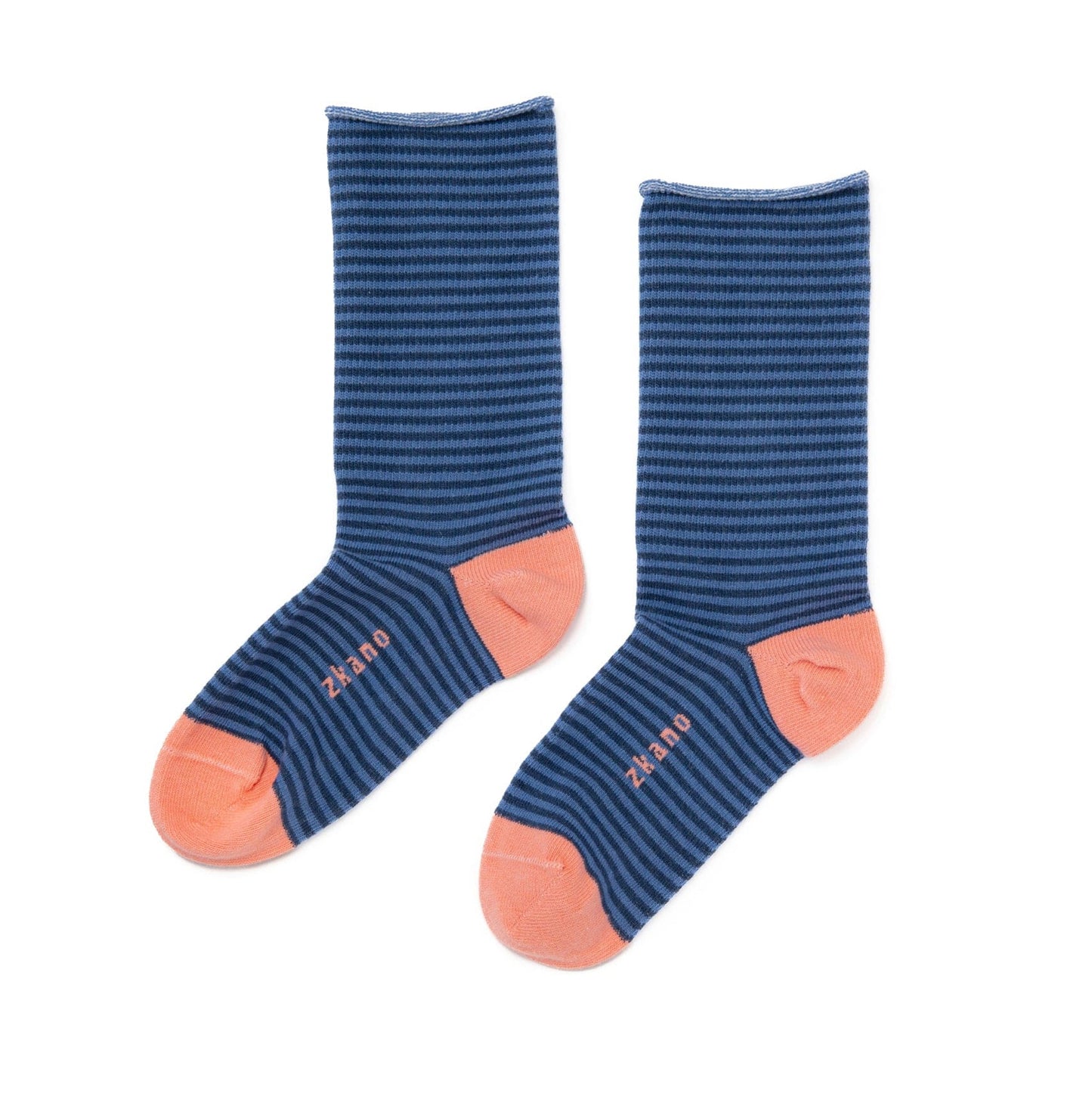Rose Striped Roll Top Crew Socks - Cornflower
