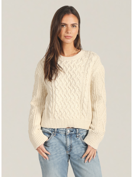 Charlotte Cable Crew Neck Sweater - Natural