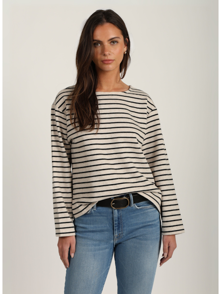 Charlie Striped Tee - Oatmeal/Black