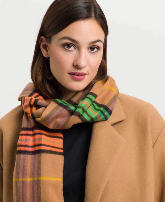 Cashmink Plaid Scarf - Camel