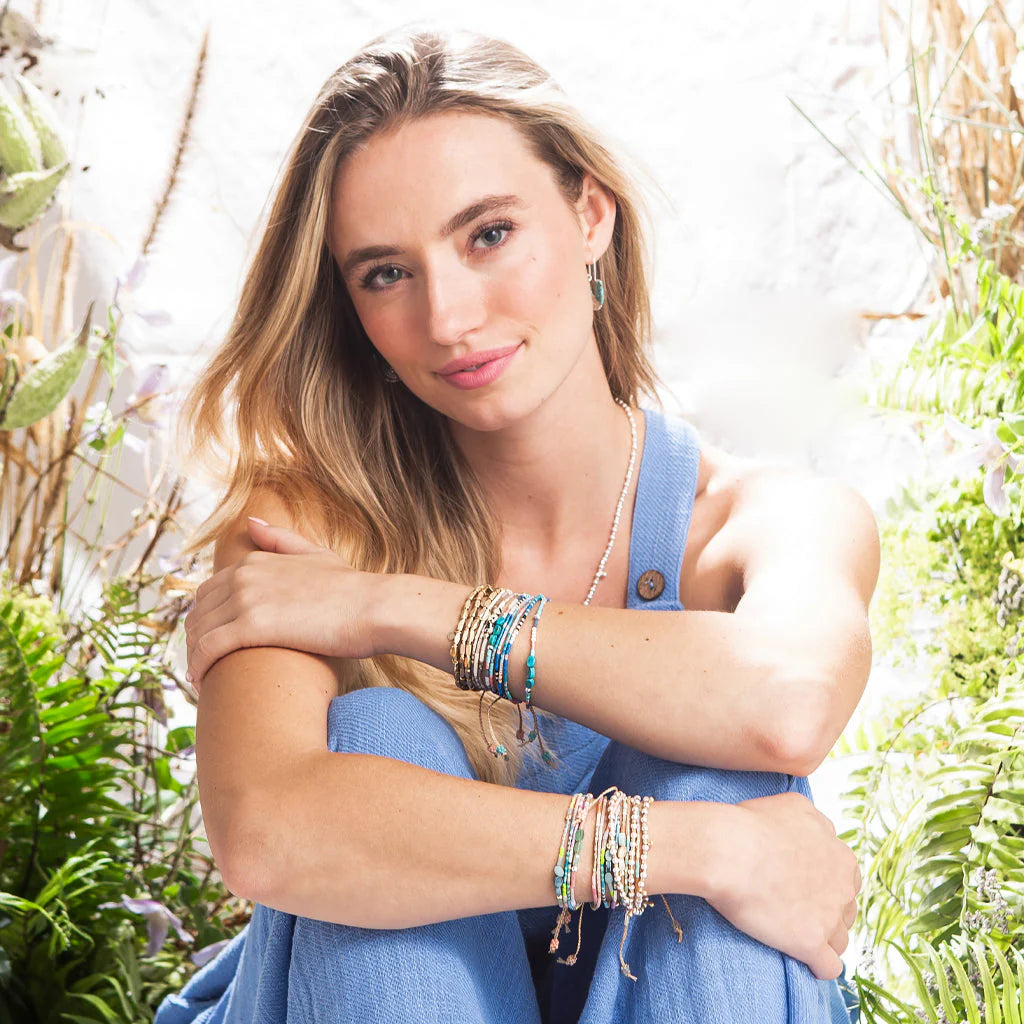 Mixed Media Bracelet - Dalmatian Jasper/Gold