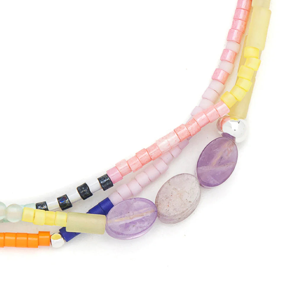 Mixed Media Bracelet - Amethyst/Silver