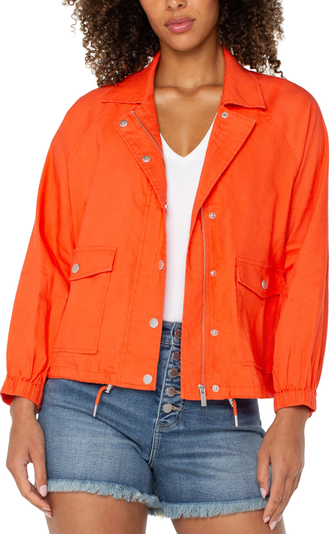 Raglan Sleeve Jacket with Cinch Hem - Clementine