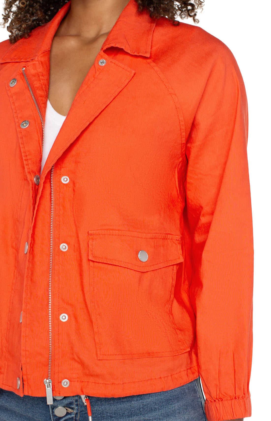 Raglan Sleeve Jacket with Cinch Hem - Clementine