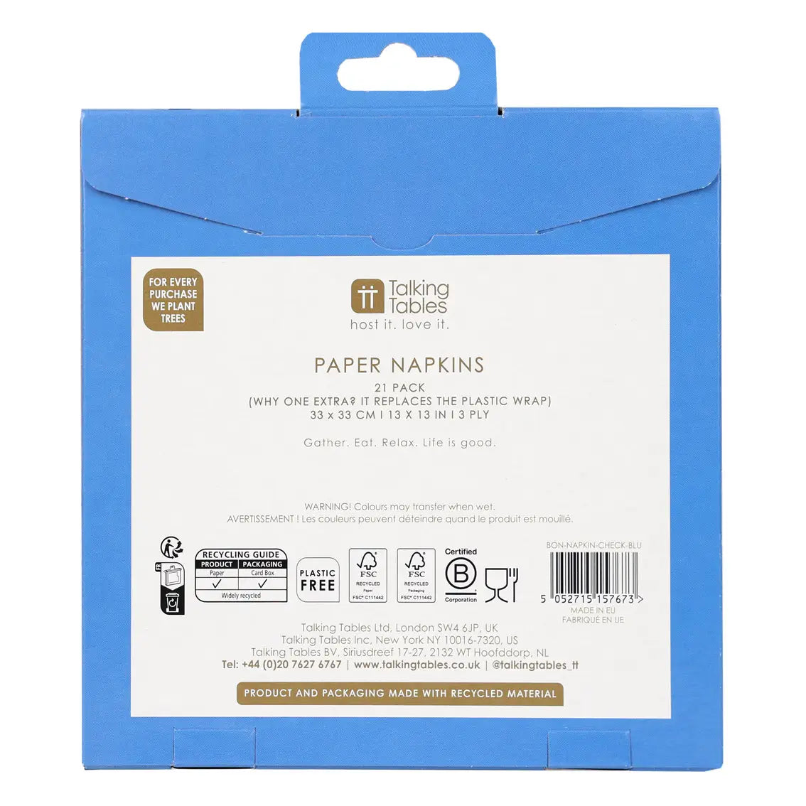 Blue & White Checked Paper Napkins