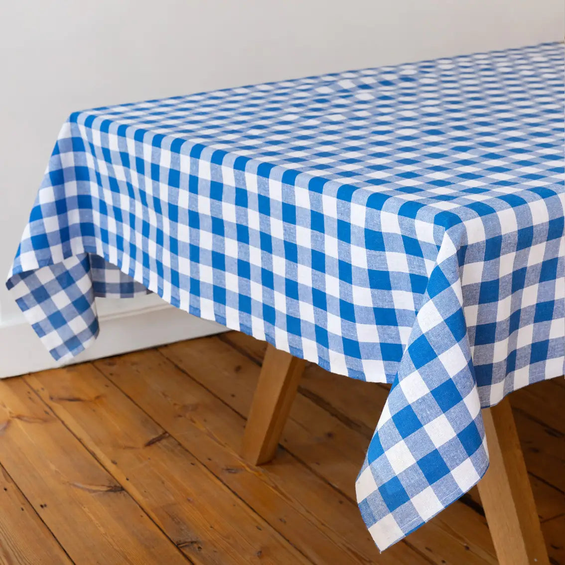 Blue & White Checked Tablecloth