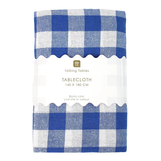 Blue & White Checked Tablecloth