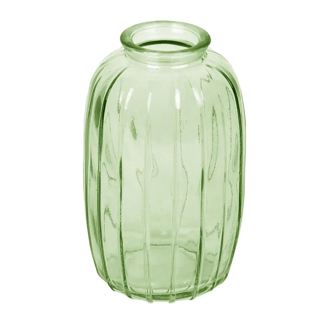 Tall Green Glass Bud Vase - 4.7 Inches