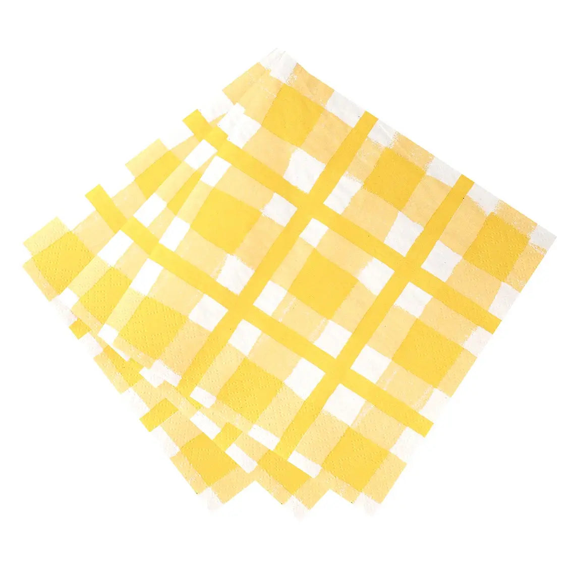 Yellow & White Checked Paper Napkins