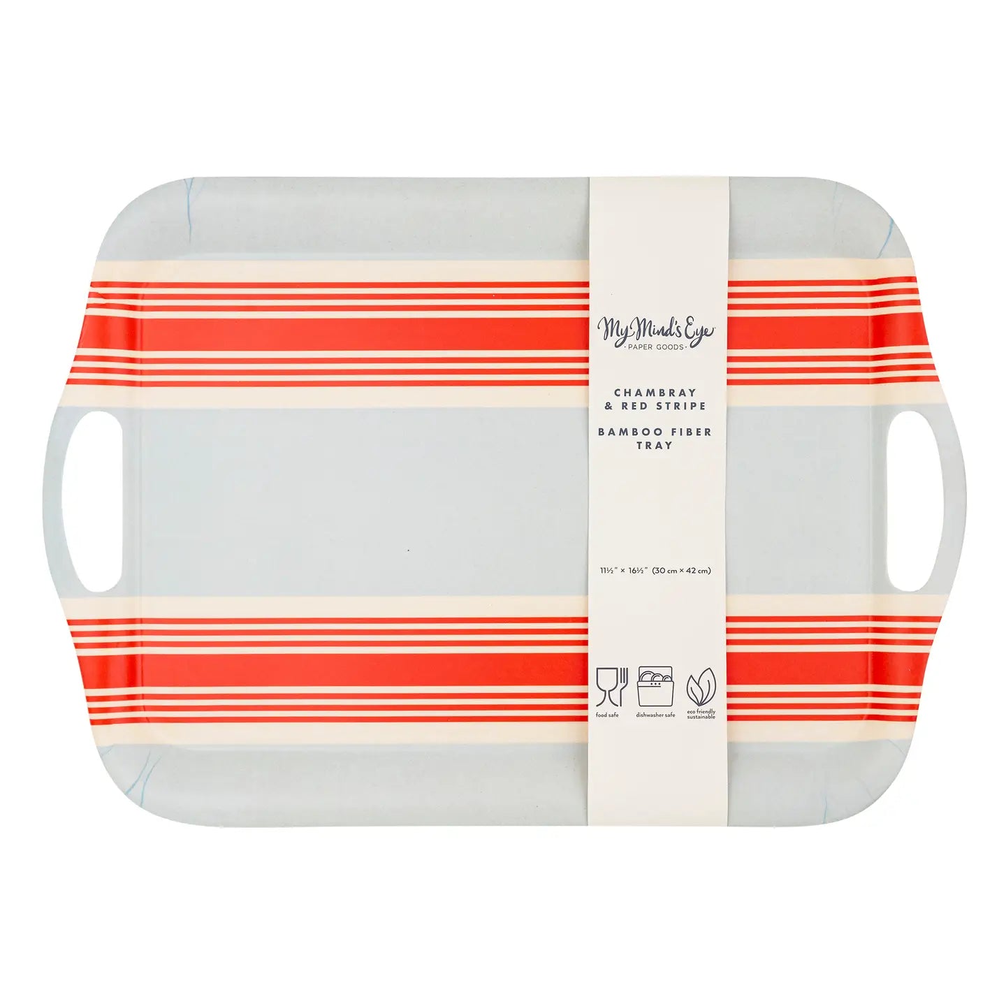 Hamptons Striped Chambray & Red Bamboo Tray