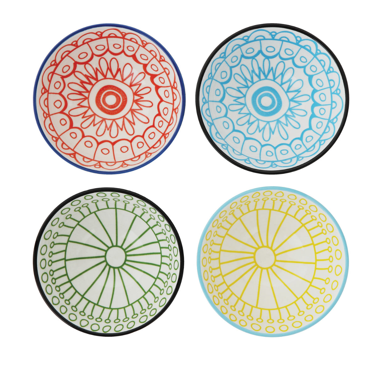 Hand-Stamped Stoneware Bowl - Green