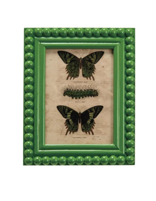 Hobnail Picture Frame with Vintage Reproduction - Green