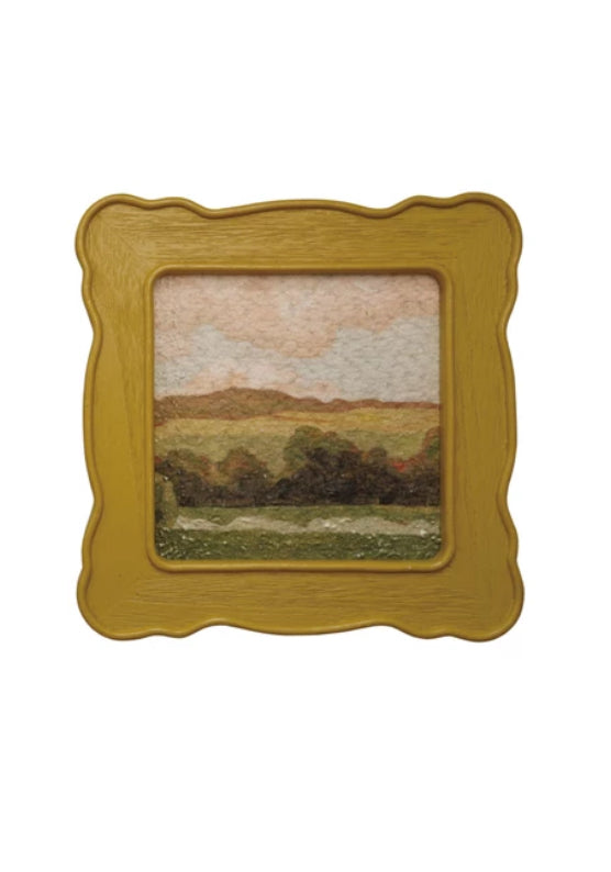 Slub Fabric Wall Decor with Wooden Frame -Trees