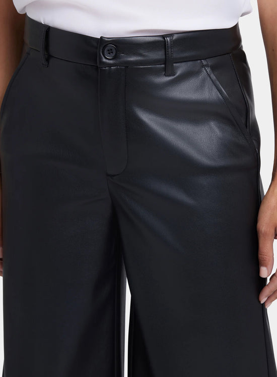 Morgan Vegan Leather Wide Leg Pants - Black