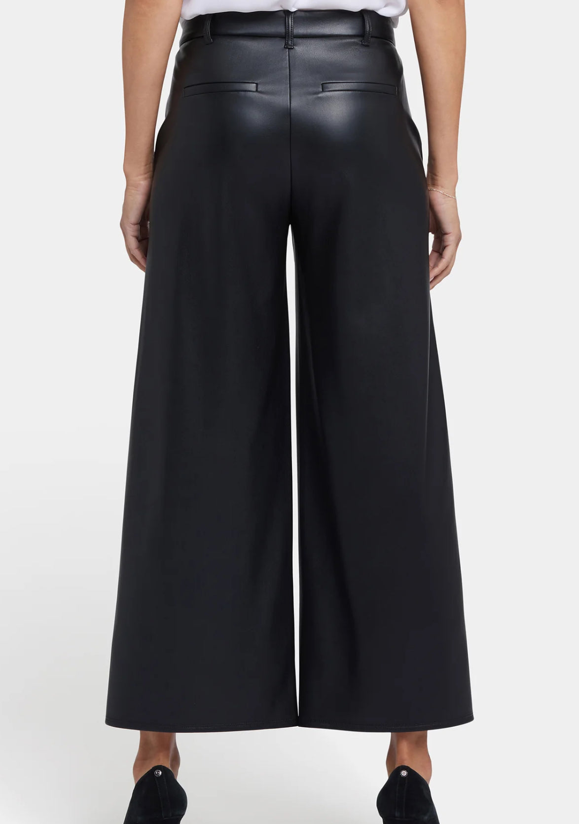 Morgan Vegan Leather Wide Leg Pants - Black
