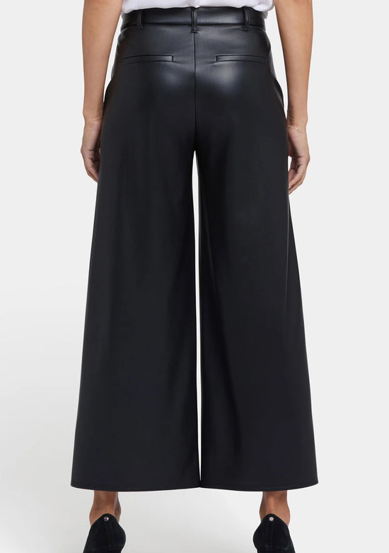 Morgan Vegan Leather Wide Leg Pants - Black