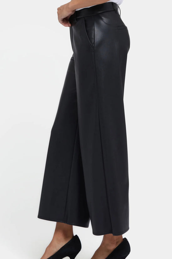 Morgan Vegan Leather Wide Leg Pants - Black
