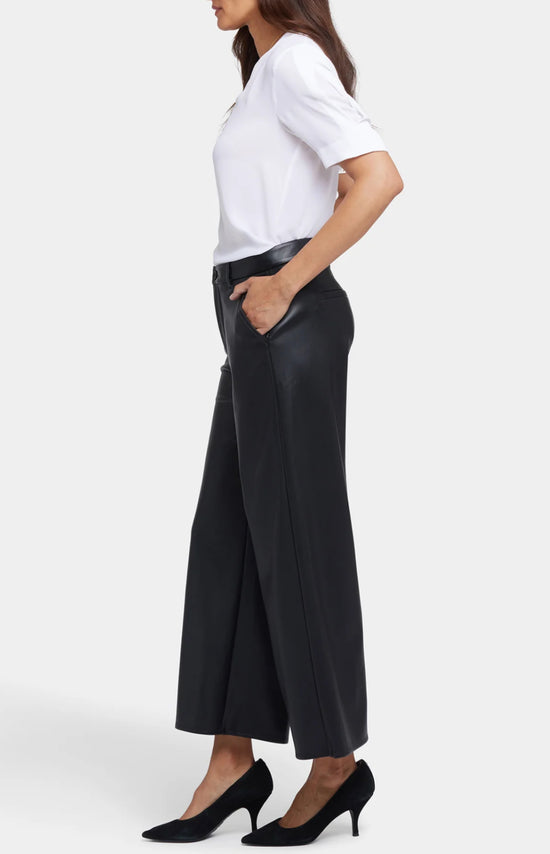 Morgan Vegan Leather Wide Leg Pants - Black