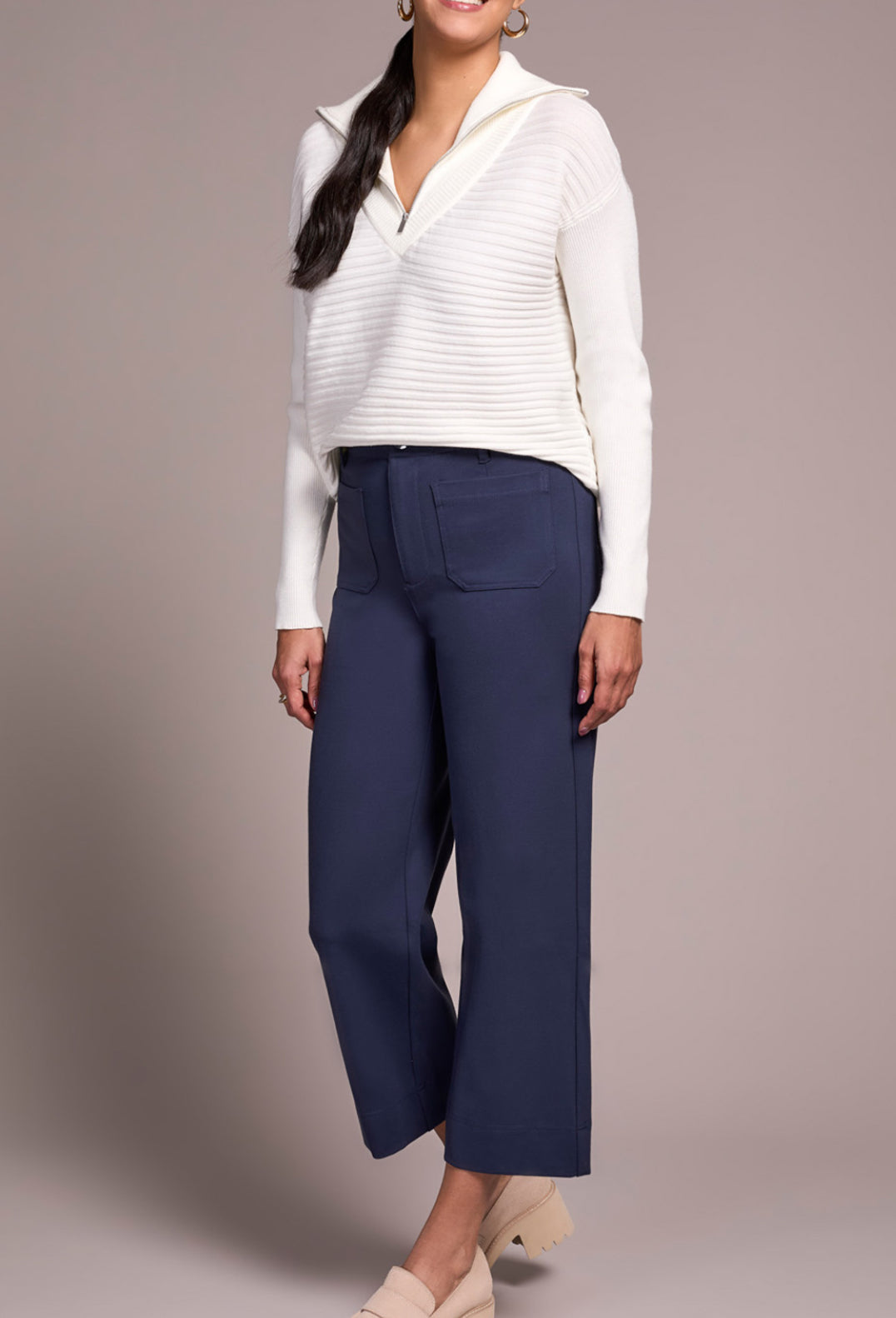High Rise Capri Pants with Pockets - Sapphire