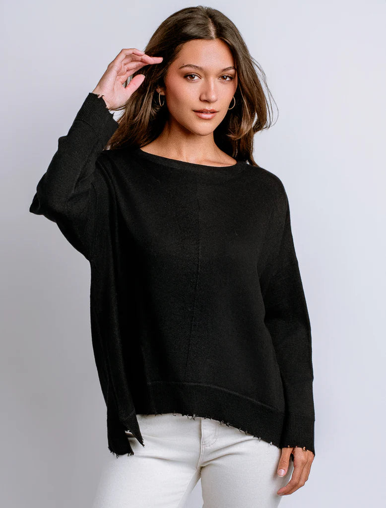 Lawson Crew Neck Sweater with Raw Edge - Black