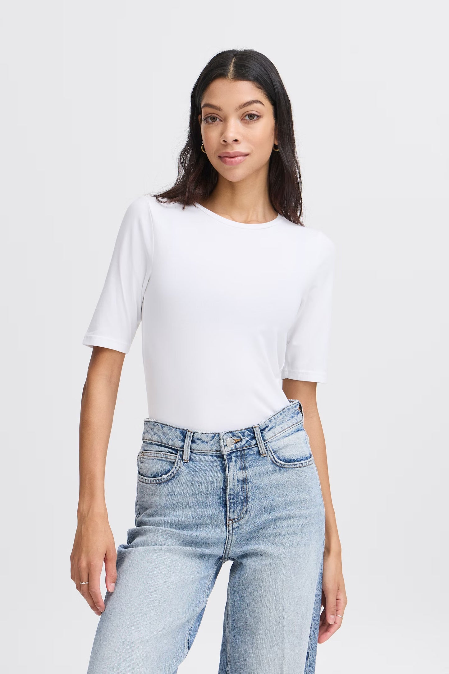 Pamela Elbow Length Tee - White