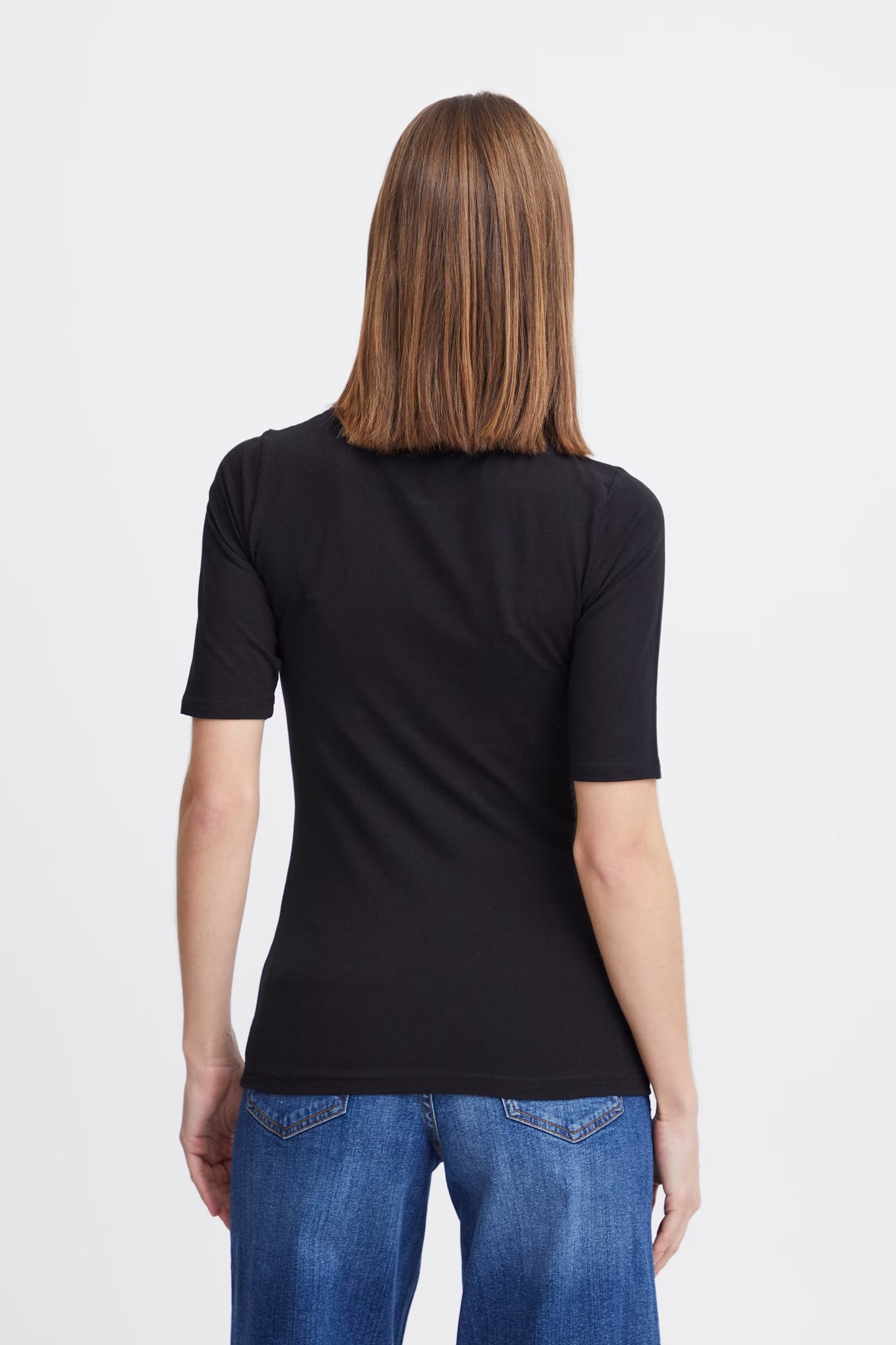 Pamela Elbow Length Tee - Black