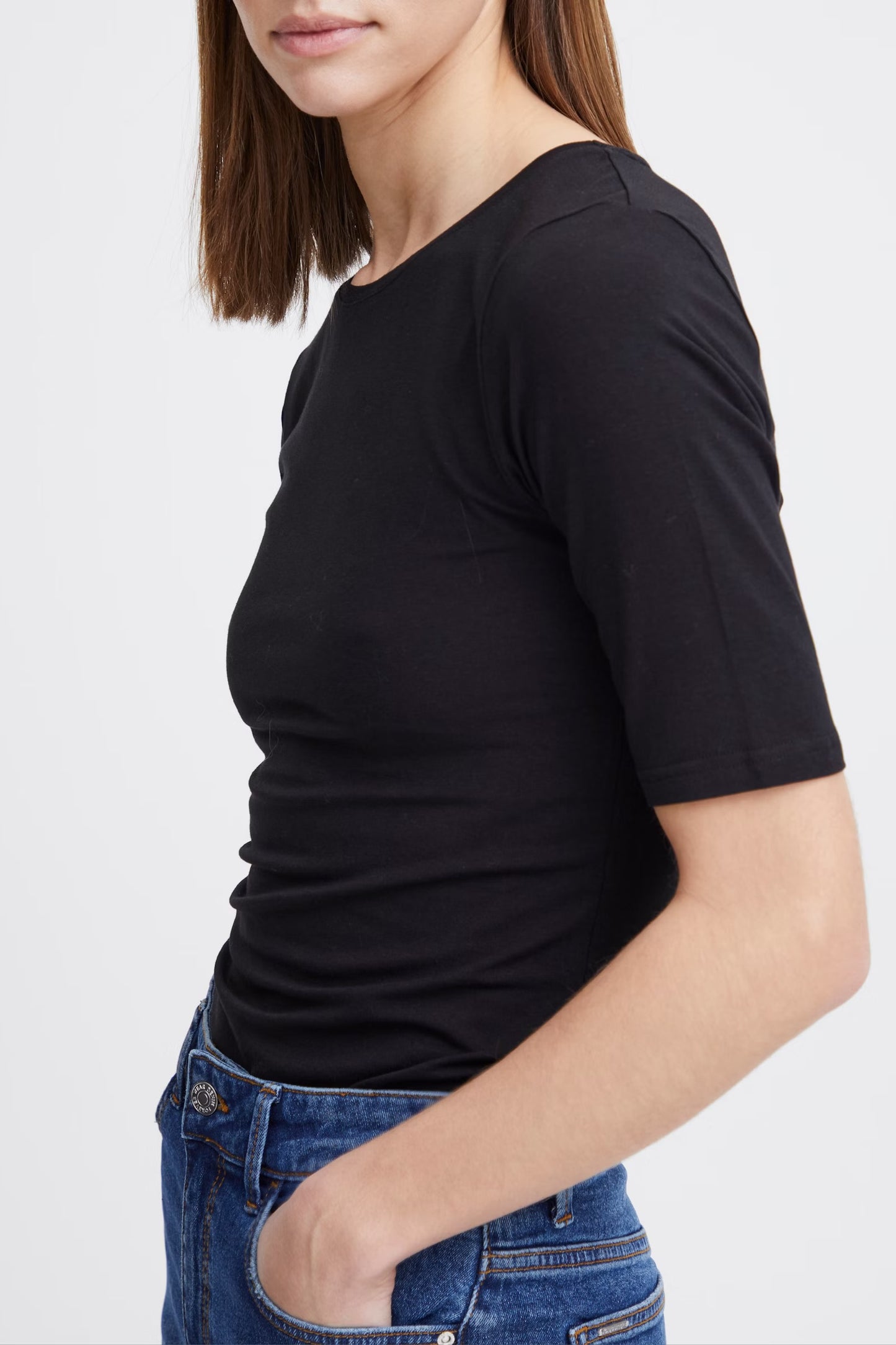 Pamela Elbow Length Tee - Black