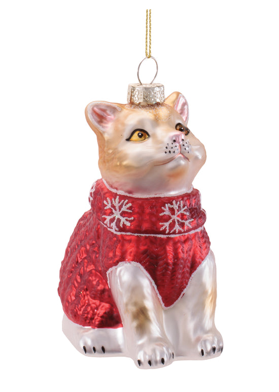 Cat with Sweater Holiday Ornament