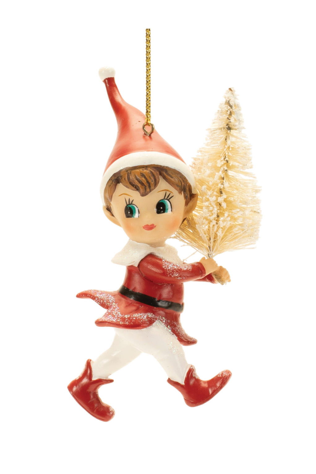 Elf with Tree Holiday Ornament