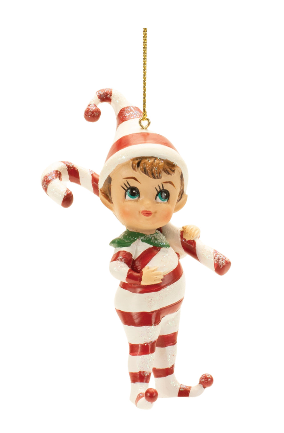 Candy Cane Elf Holiday Ornament